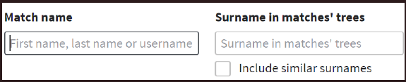 two input boxes to search match name and ancestral name