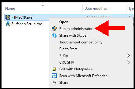 drop-down menu with administrator mode option highlighted